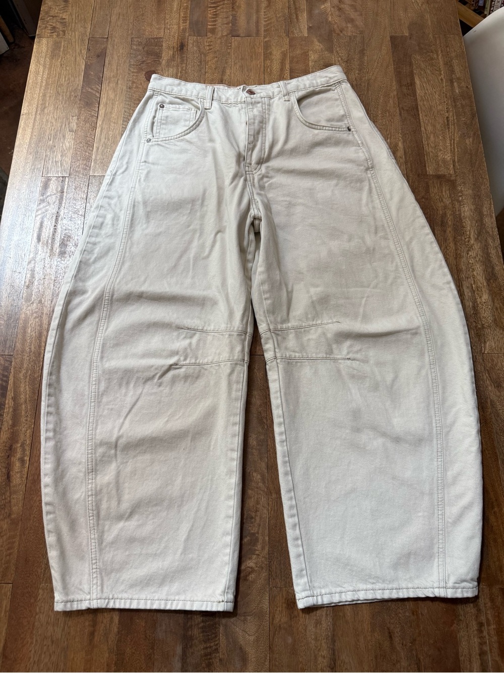 We The Free Lucky You Mid Rise Barrel Jean Ecru 30